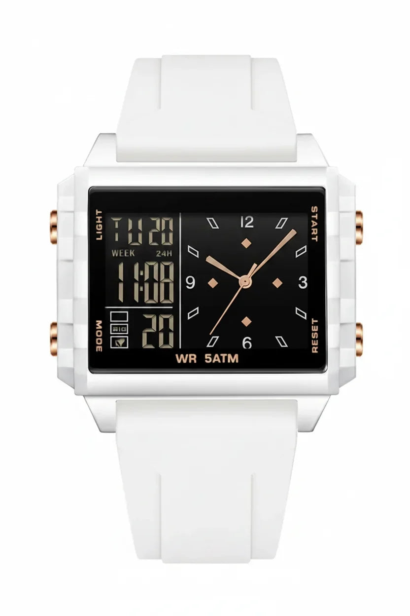 Analog-Digital Sport Watch – Waterproof, Luminous & Multi-Function