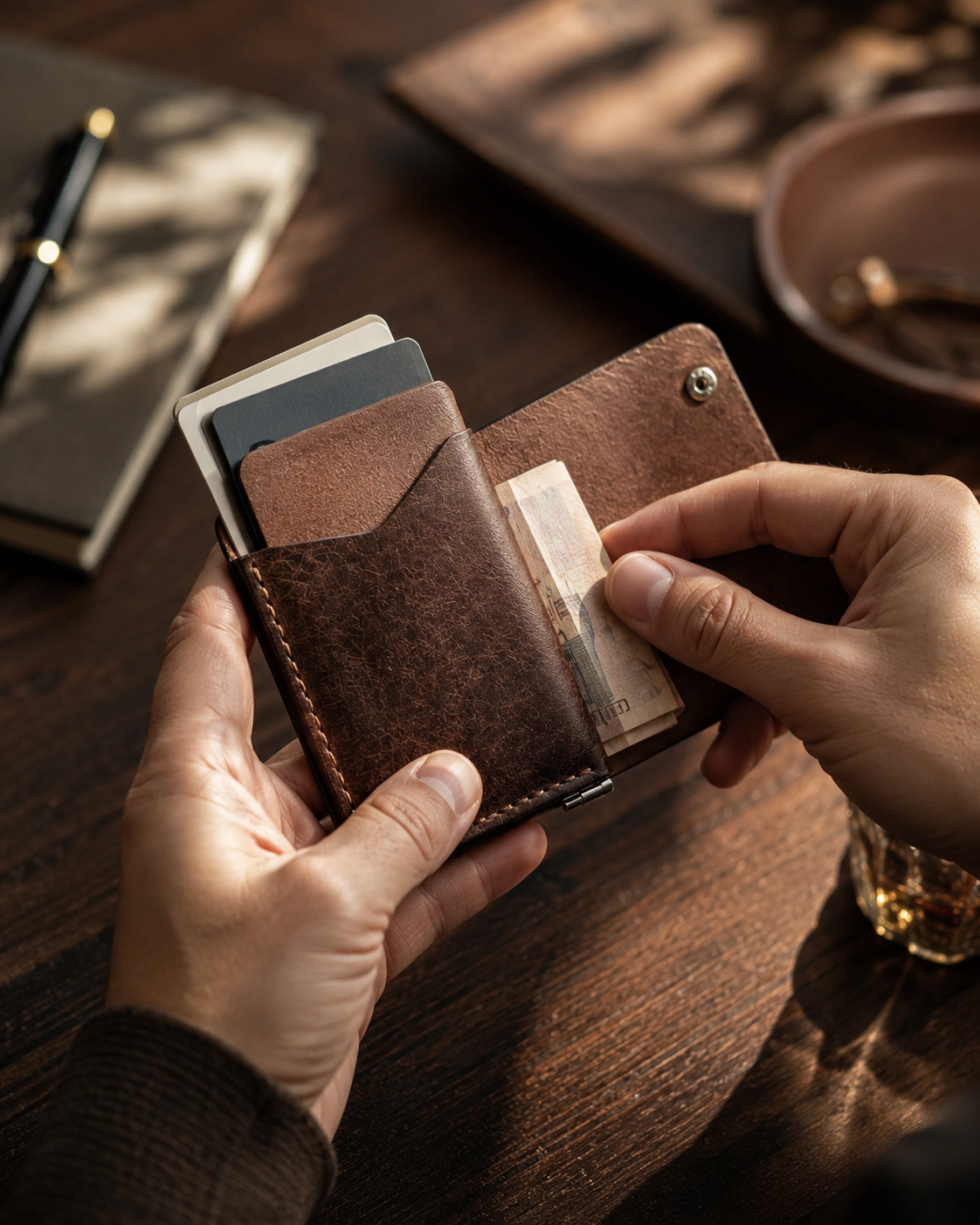 Compact Leather Trifold Wallet