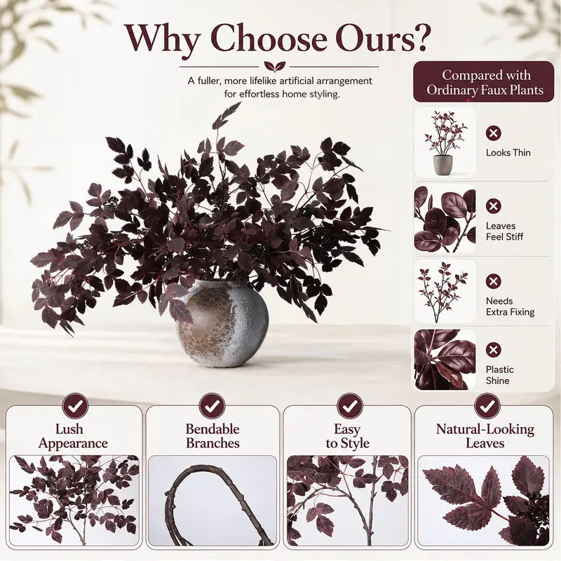 24-In Synthetic Cimicifuga Leaf Spray Stems