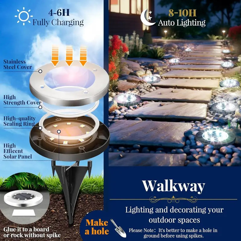 Solar Ground Lights for Outside Waterproof