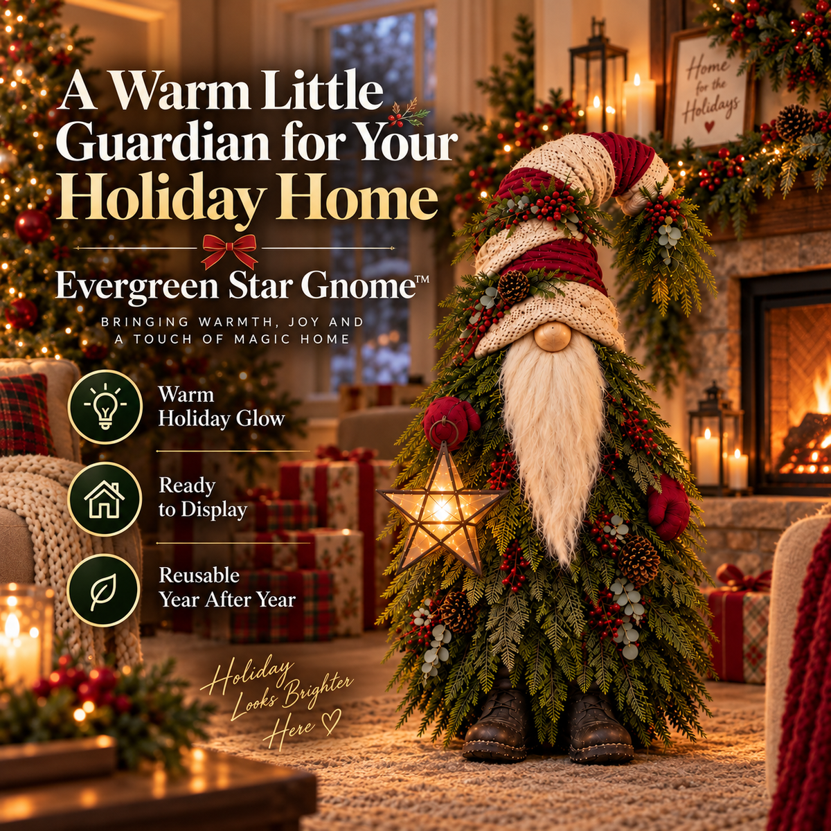Evergreen Star Gnome™ Lighted Christmas Woodland Decor
