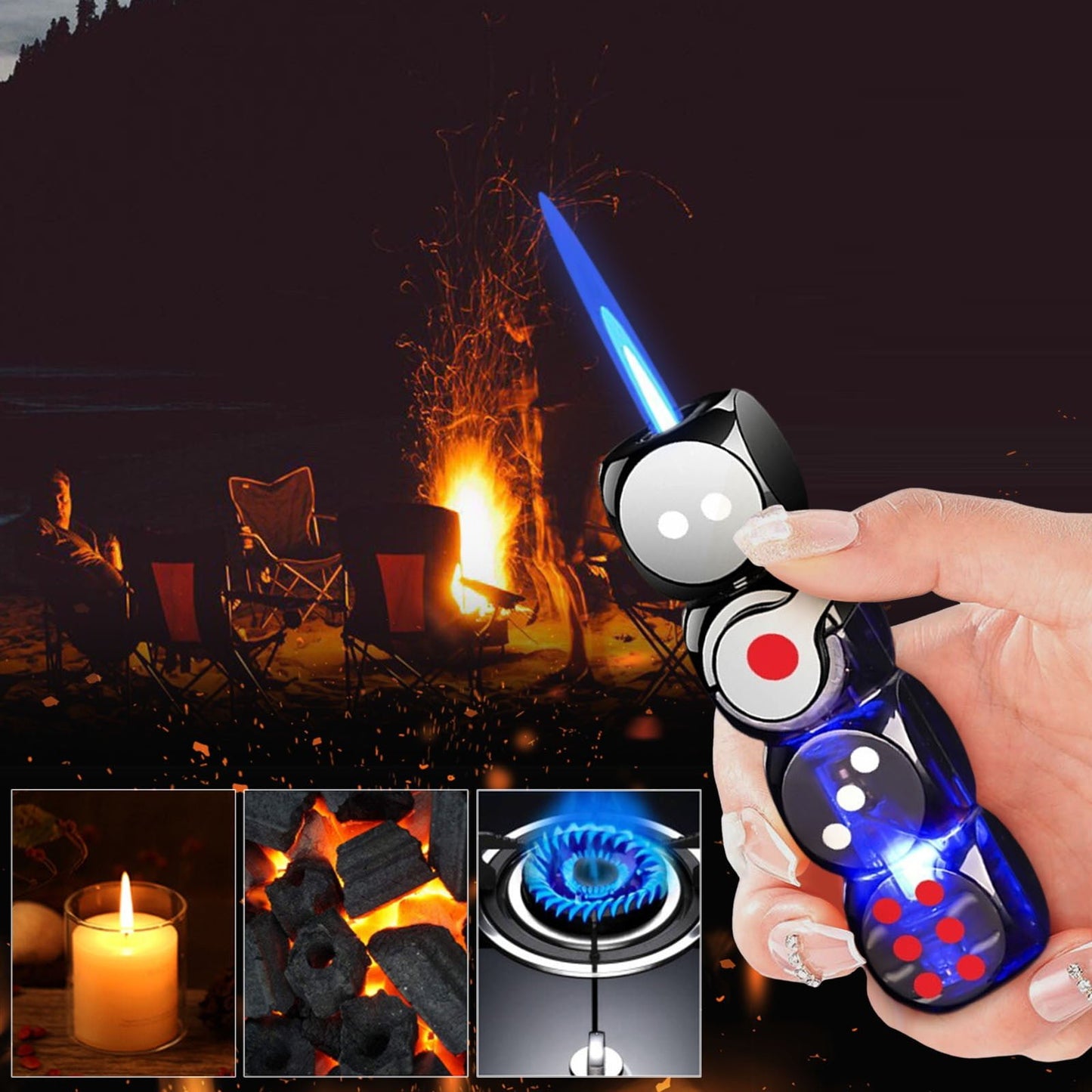 🔥 46% OFF-🎲 360° Spinning Dice Lighter 🔥 Windproof Jet Blue Flame, LED, Refillable EDC Gadget(Free of butane gas)
