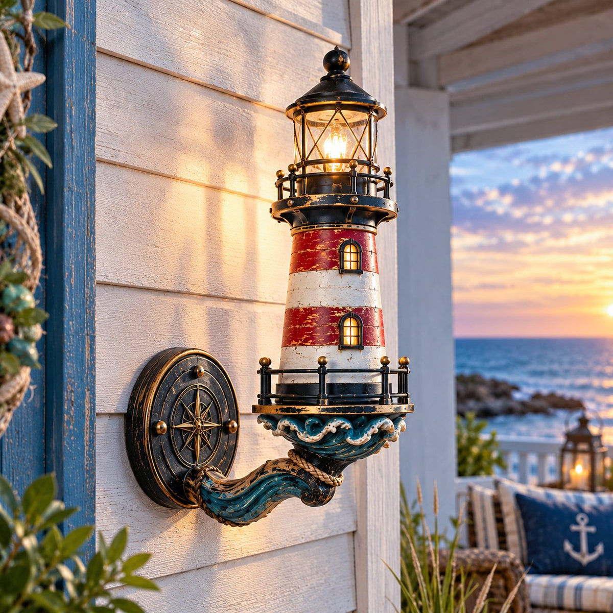 🌊🌊Vintage Coastal Lighthouse Wall Light