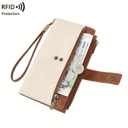 Women's long wallet, stylish clutch, elegant solid color RFID blocking leather wallet👛