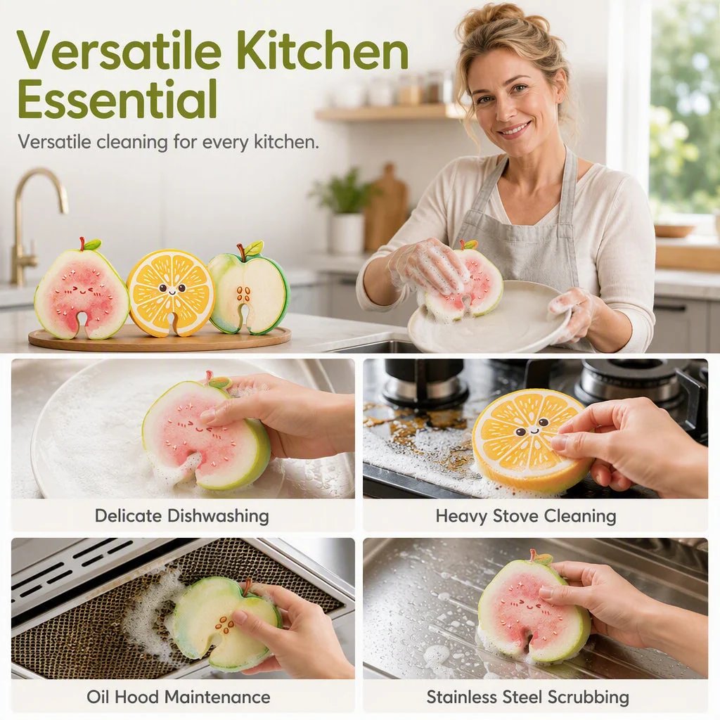 🥗✨Cute fruit-shaped dishwashing sponge brush🧴🍲