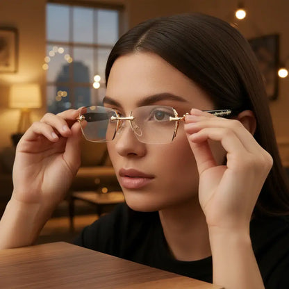 Rimless High Quality Eyewear,Anti Blue Light Rimless Reading Glasses for Men & Women