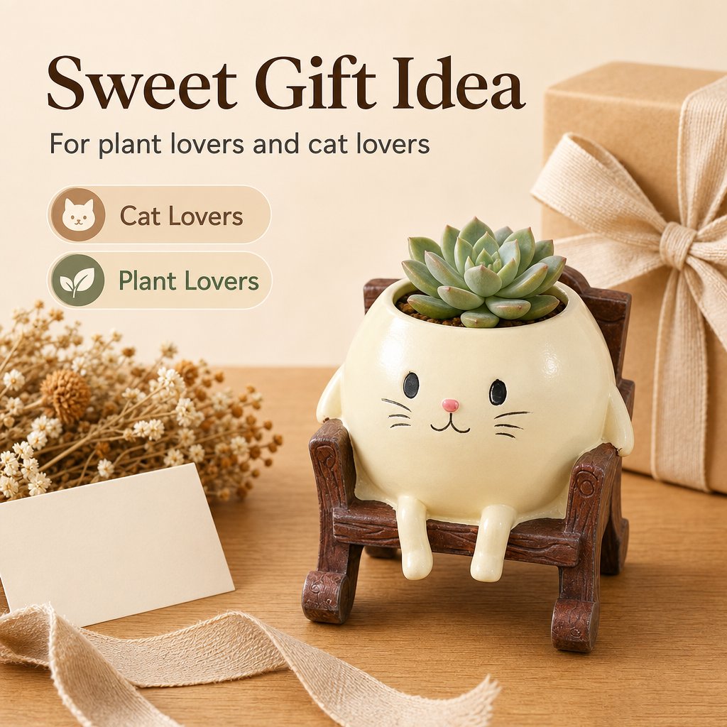 🐱 Potted Cat Swing Rocking Chair Ornament