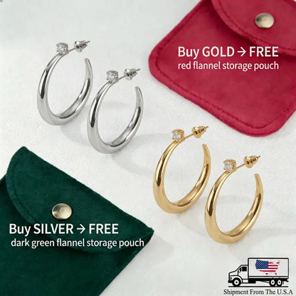 14K Gold & White Gold Plated Hoop Earrings