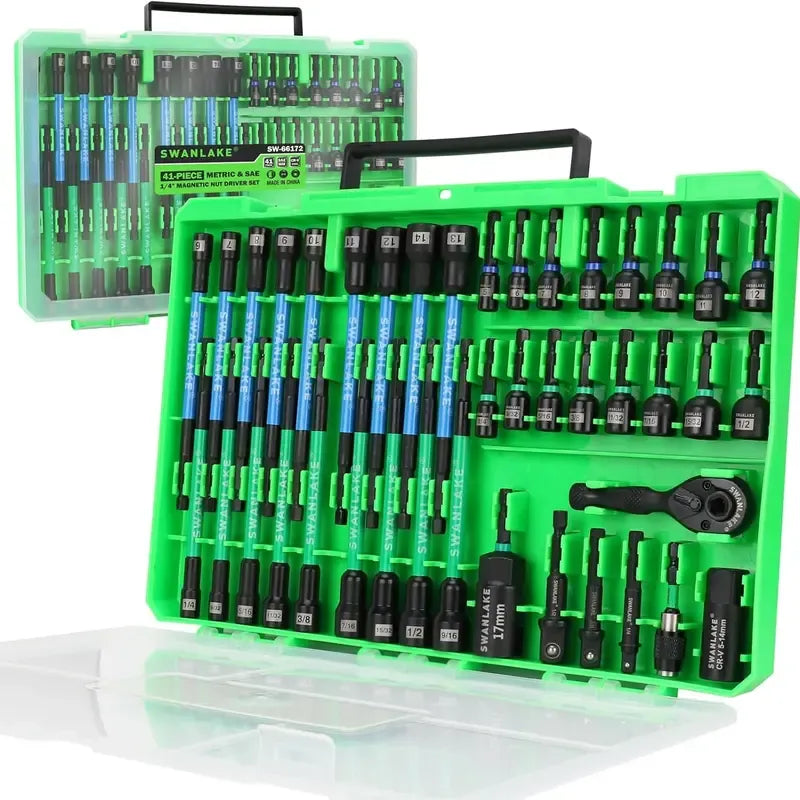 Magnetic Nut Driver Set for Impact Drill Metric & SAE, 74 or 41 Piece, Impact Socket Adapter, Power Bits with Magnetic Holder