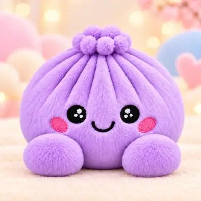 Cute Plush Stuffed Dumpling Squishies with Bamboo-Style Steamer Basket