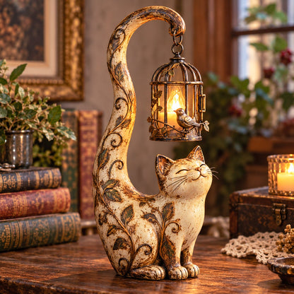 🔥LAST DAY 50% OFF - 🐈‍⬛Vintage Cat Lantern Sculpture Lamp - A Little Guardian of Warmth, Memories & Cozy Corners✨