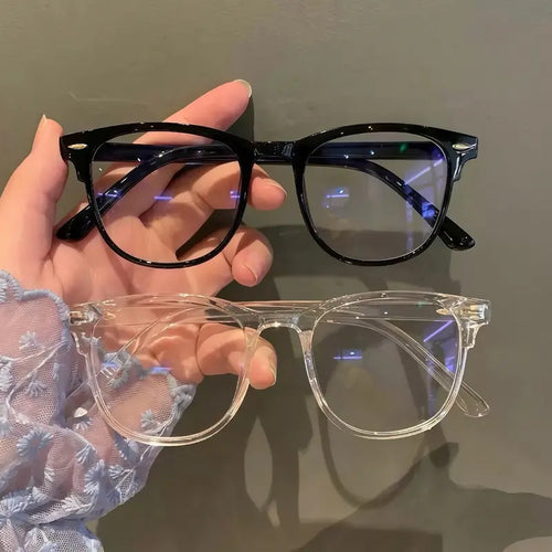 Unisex Oval Non-Prescription Glasses - 2-Pack Black & Clear Full Rim Frames
