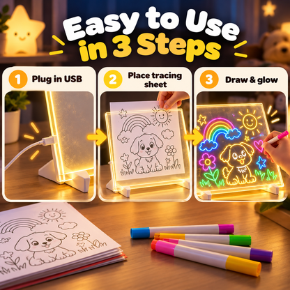 🌈🎨🎁 Magic Drawing Board for Kids – Draw, Glow & Erase🎁 Fun Create Gift for Boys &Girls