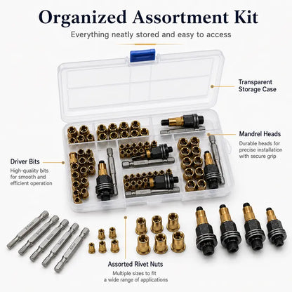 Head Rivet Nut Tool Kit M3-M8 Carbon Steel for Automotive & DIY