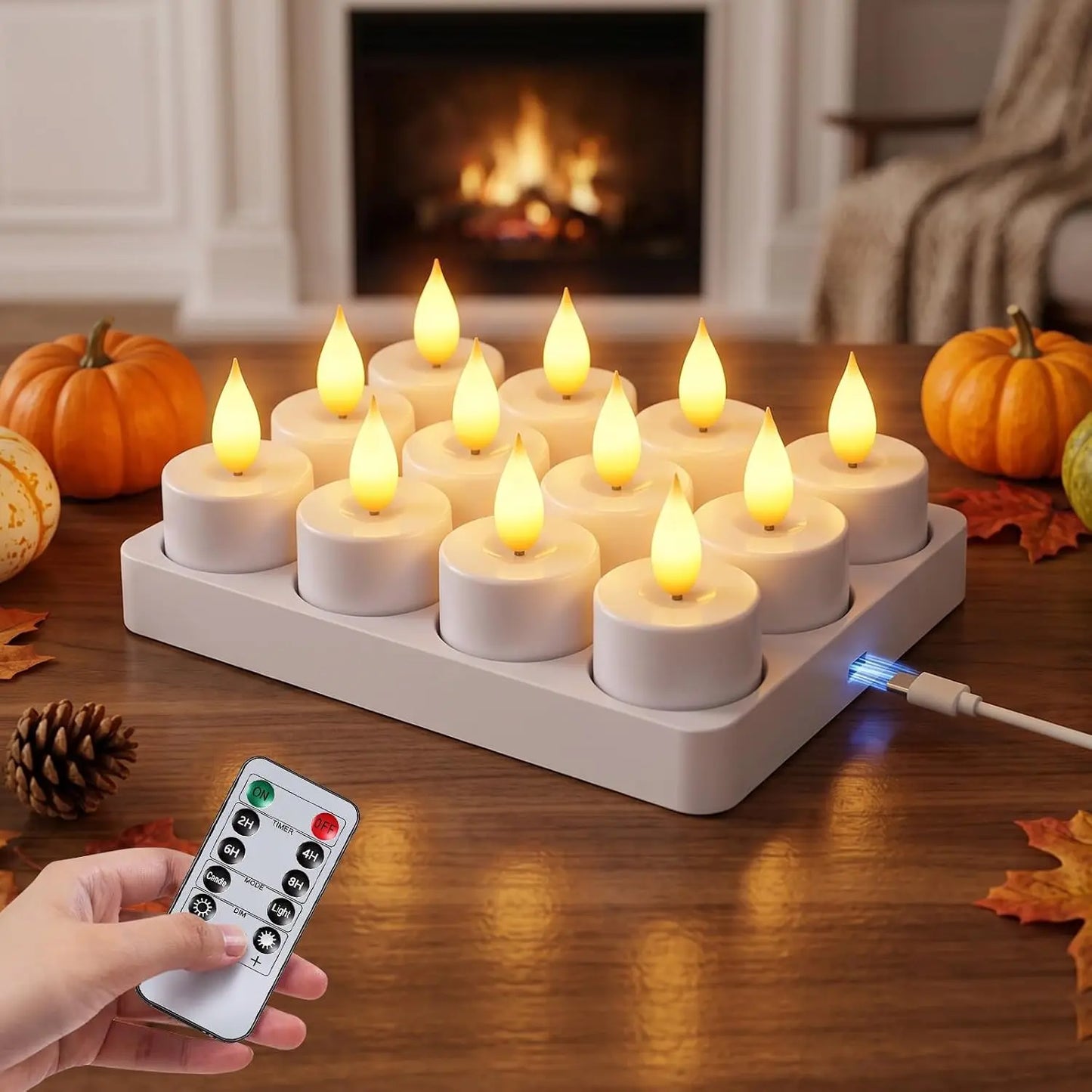 Rechargeable LED Candles with Remote Control, Timer & Charging Base es for Holiday, Party, Indoor Decor