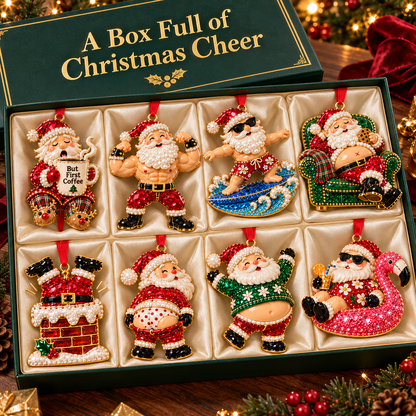 🎅 Santa’s Off-Duty Christmas Ornaments – 8 Funny Holiday Keepsake Designs💪🏄