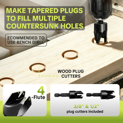 15-Piece Countersink Drill Bit Set – 1/4" Hex Shank, Depth Stop & Quick-Change Design