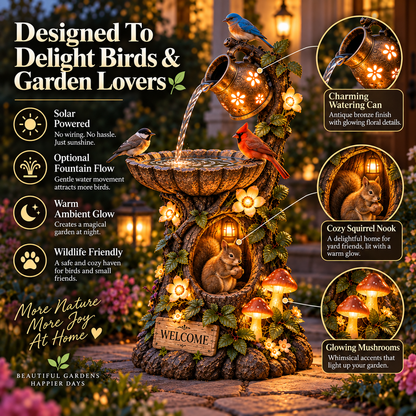 🚨Today Only: 49% OFF💥🐿️ Solar Birdbath Fountain Garden Decor – A Cozy Wildlife Haven for Your Yard