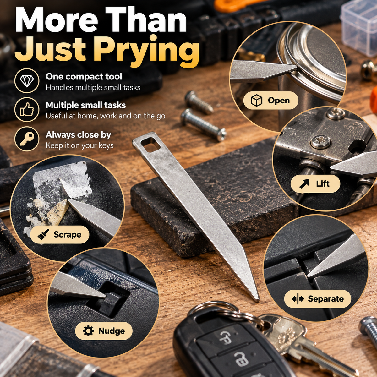 🔑 Pocket Pry Bar – Compact EDC Keychain Tool for Everyday Tasks