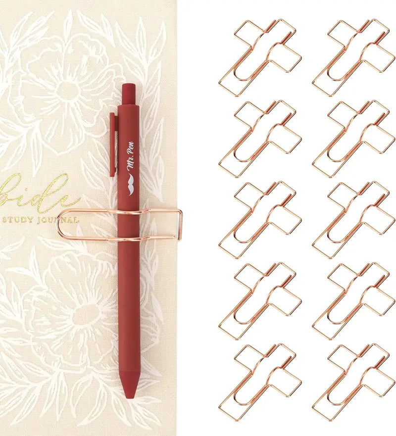 Metal Cross Pen Clips, 10 pcs