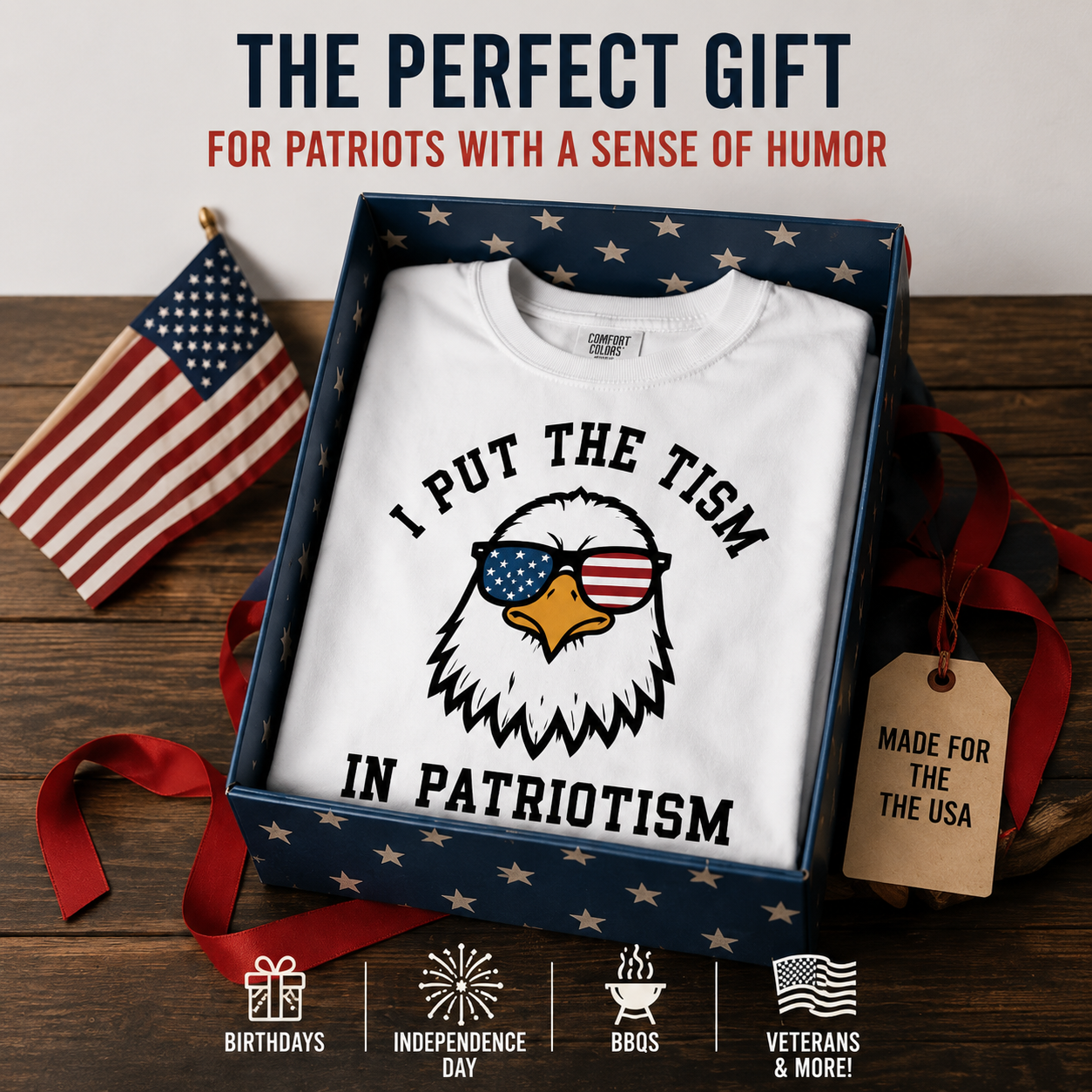 Comfort Colors "Put The Tism In Patriotism" Athletic Eagle Shirt – 2026 Funny Pure Cotton Streetwear Tee