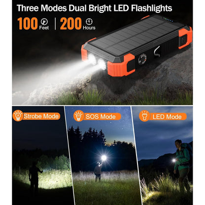 2026 Must-Have: Massive Capacity Power Bank for Emergency & Survival（49800mAh Solar Charger Power Bank with 4 Cables）