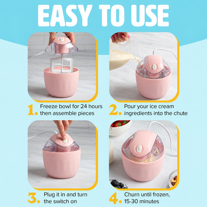 🍓 Compact Homemade Ice Cream Maker – One-Touch Frozen Dessert & Sorbet Machine
