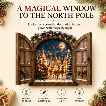 🎄Santa’s Secret Window Light – 3D Lighted North Pole Christmas Wall Decor🎅