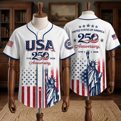 🦅USA 250th Anniversary All-Over Print Patriotic Baseball Jersey