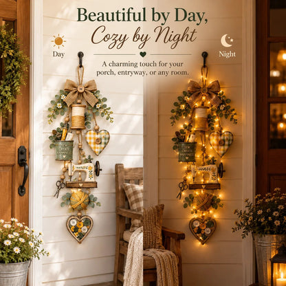🔥Buy 2 Get 20% OFF🔥🧵✨ Rustic Wooden Sewing - Themed Hanging Ornament with Remote Control Fairy Lights
