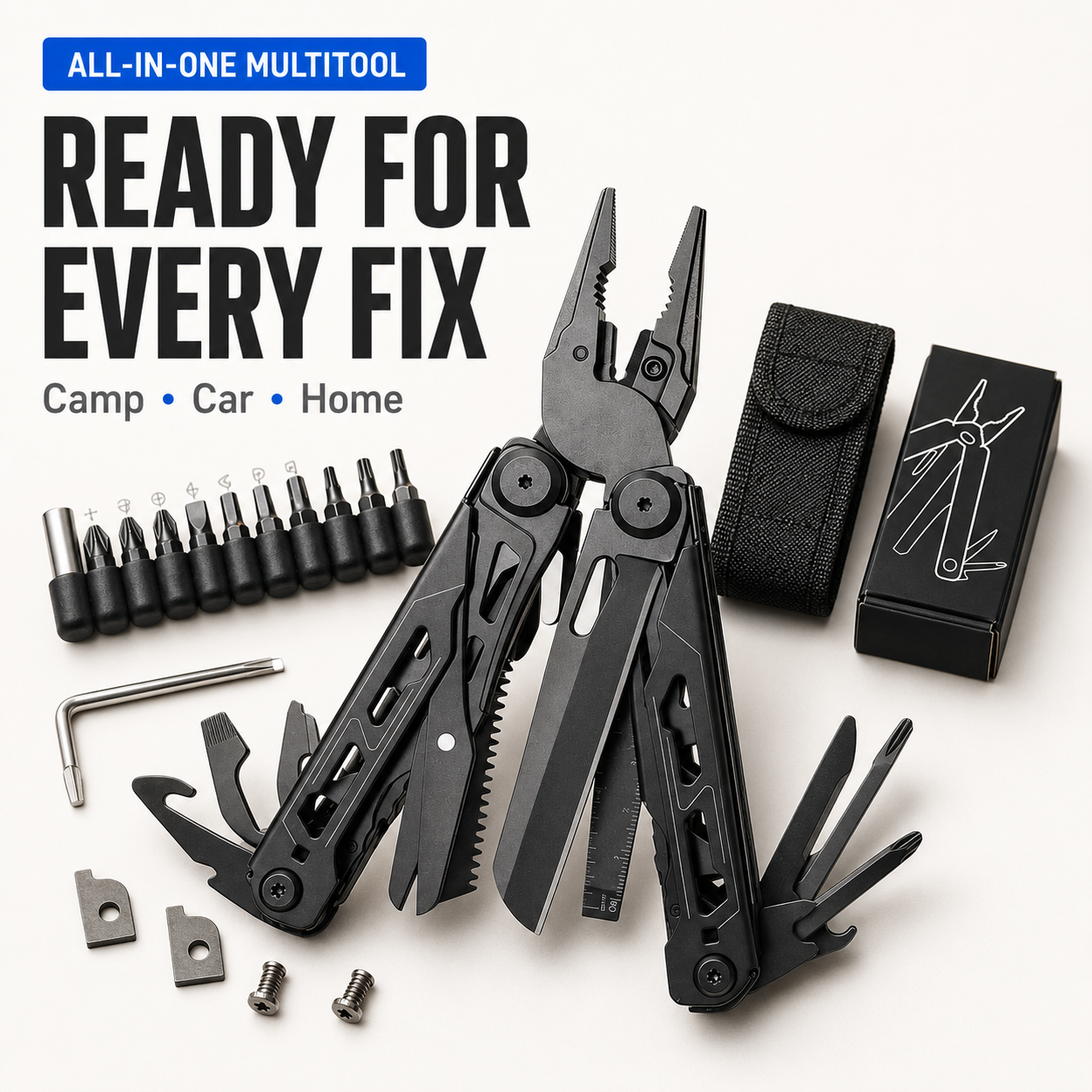 28-in-1 Stainless Steel Multi-Tool Pliers – Foldable Pocket Tool for Camping, Hiking, Fishing & Everyday Repairs