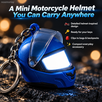 🏍️ Mini Motorcycle Helmet LED Keychain – Light-Up Rider Charm for Keys, Bags & Gifts