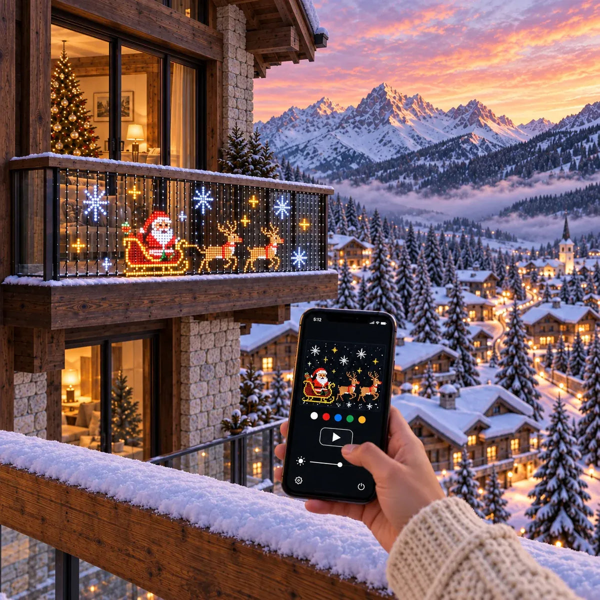 🎄 Smart LED Curtain Lights | App-Controlled Animated Christmas Wall Display ✨