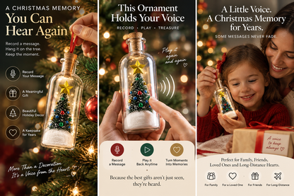 🎄Give Them Your Voice This Christmas – Recordable Message Bottle Ornament🎁
