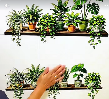 🌿 Botanical Shelf Wall Stickers – 2-Piece Self-Adhesive Plant Decor