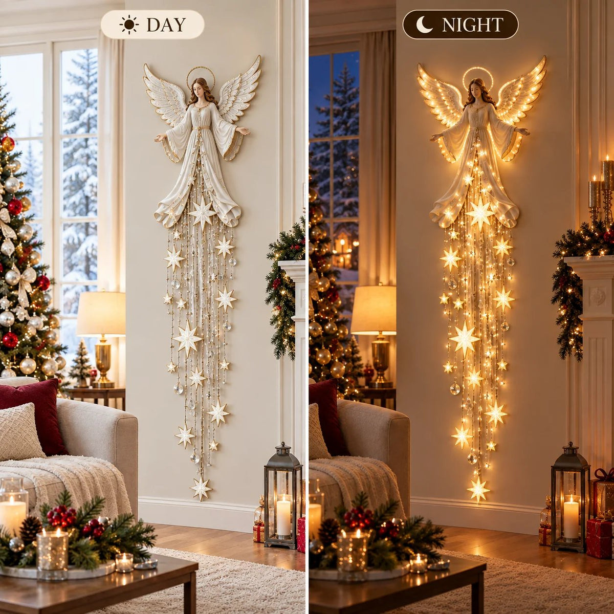 🔥🎁Angel Blessing Starfall Wall Light™ – Heavenly Christmas Wall Decor