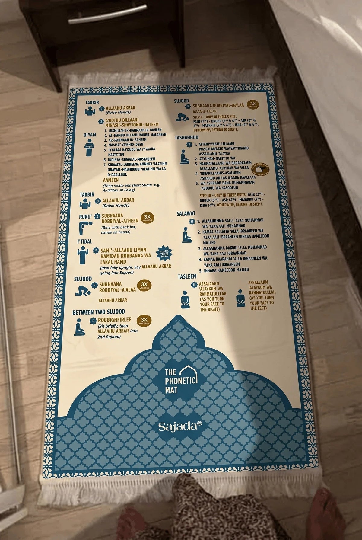 ⏰Step-by-Step Phonetic Padded Prayer Mat