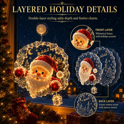 🎄 Light-Up Christmas Window Decoration – 8 Festive Suction-Cup Designs