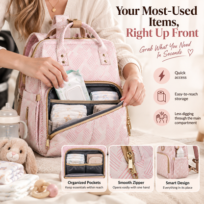 👶2-in-1 Baby Diaper Bag Backpack – Fold-Out Care Space & Large Storage