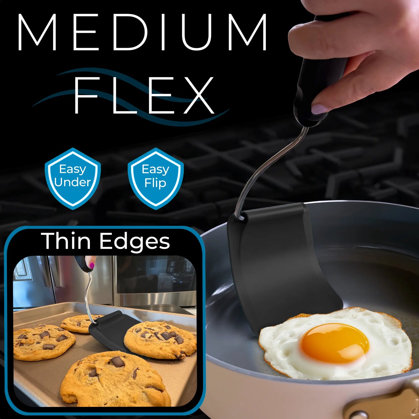 Adaptchula™ - Spatula with adjustable angles, a must have kitchen gadget!  Kitchen accessories should serve a purpose!  Perfect for Air Fryers, griddles and everything in-between! Includes 2 Spatula heads made from PPSU - BPA/BPS and PFAS free.  Non-Toxic
