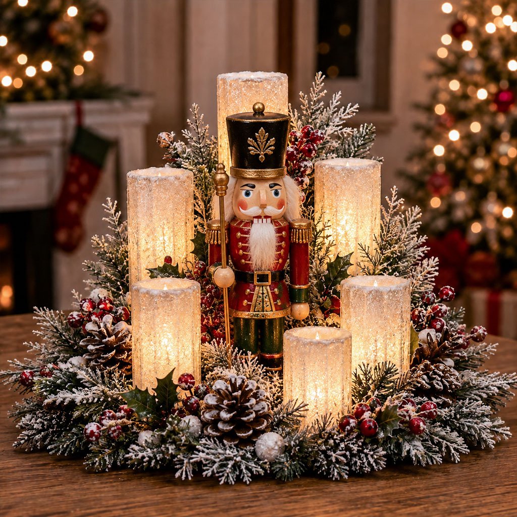 🌲Christmas Lighted Centerpiece with Flameless Candle Glow