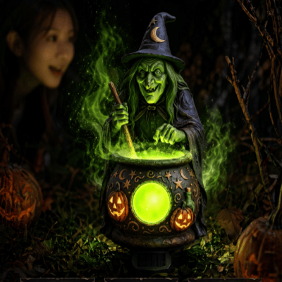 💥LAST DAY 50% OFF🏆Halloween Solar Witch Cauldron Garden Stake Light🧙✨