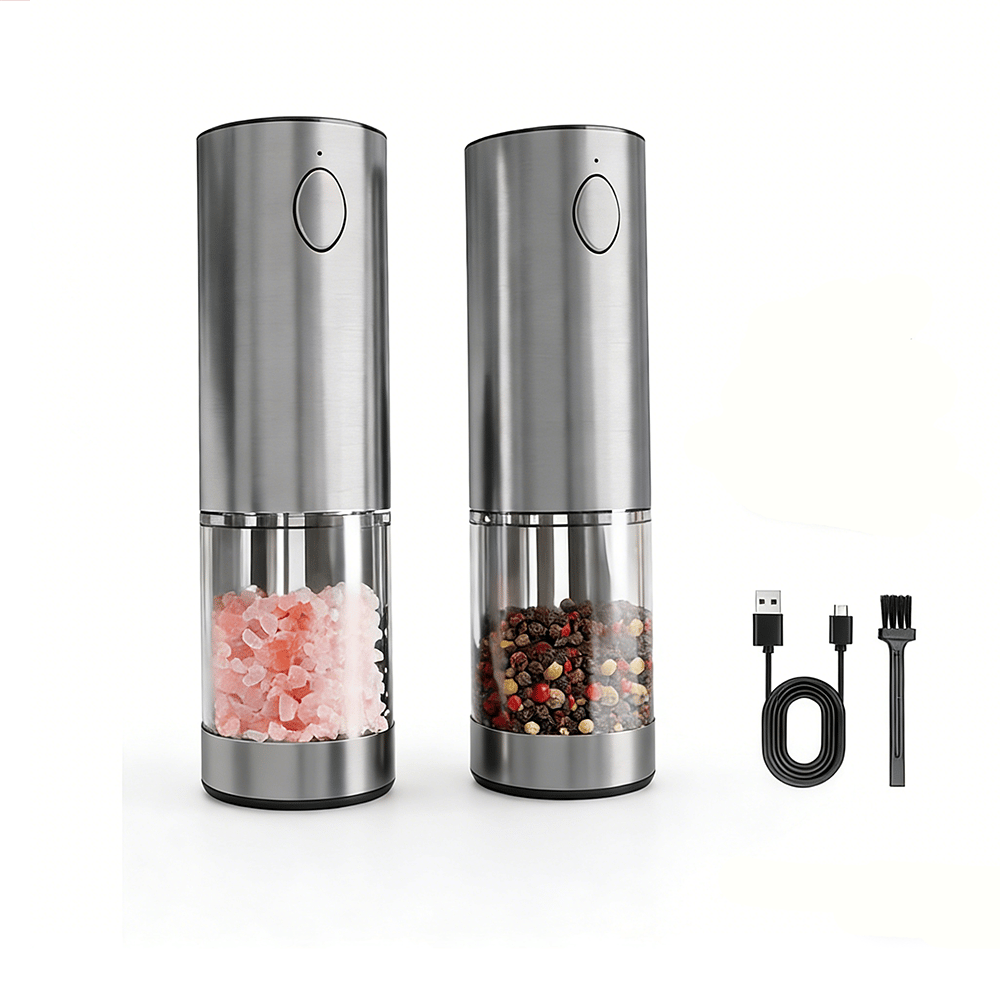Electric Salt and Pepper Grinder Set – Rechargeable with Adjustable Coarseness