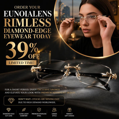 Rimless Diamond-Cut Glasses – Stainless Steel Temple, Unisex