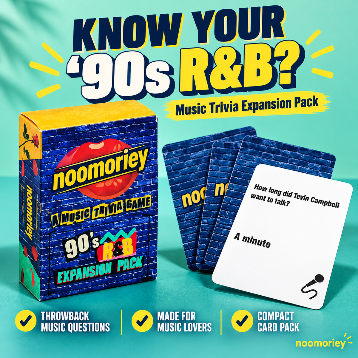 90s R&B Music Trivia Card Game – Nostalgic Party Game for Music Lovers