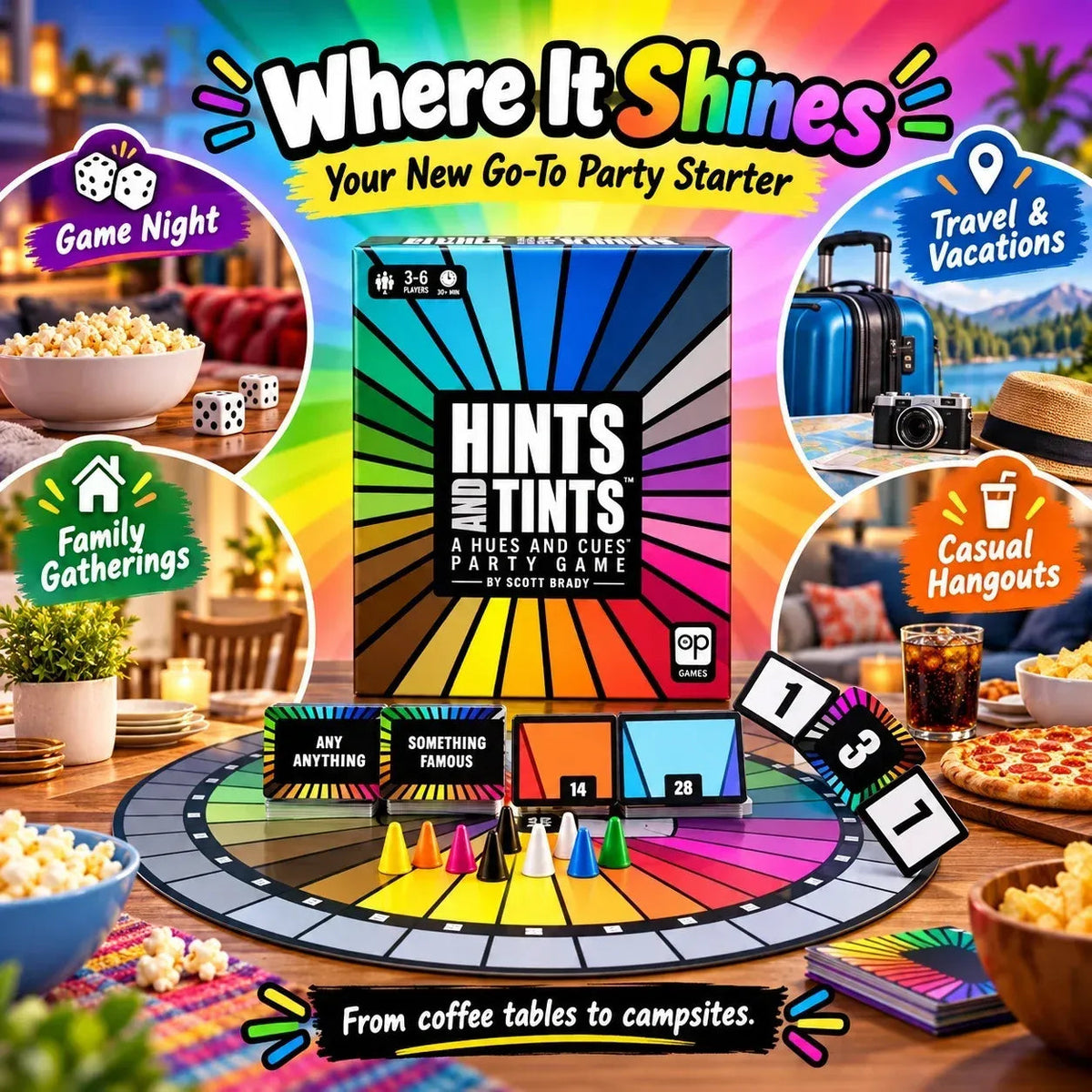 Portable Hues & Cues Board Game - Creative Clues 🃏
