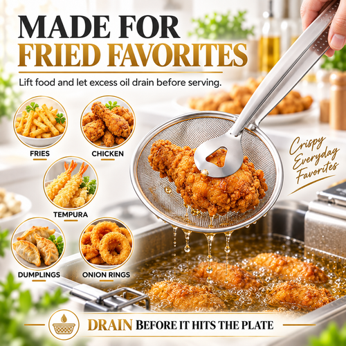 🔥 50% OFF Today 2-in-1 Spider Strainer Tongs for Frying & Draining