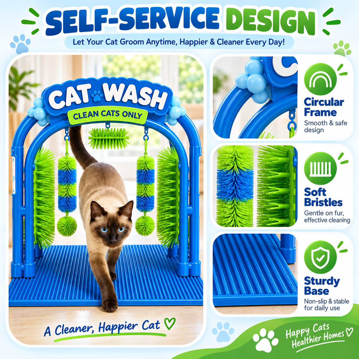🐾 360° Cat Self-Grooming Station – The Fun Way to Brush & Massage Your Cat