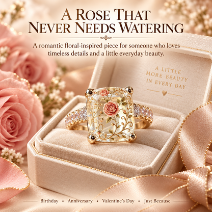 Vintage Rose Floral Statement Ring | Gold-Tone Band