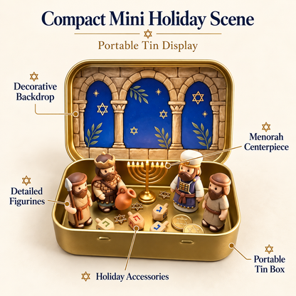 Pocket-Size Mini Nativity Scene Set with Storage Tin – Christmas Tabletop Decor & Faith-Inspired Gift